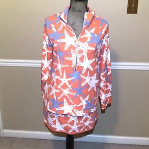 2-Piece Crown & Ivy Starfish Print Super Short Skort & Half Zip Top. Size XL